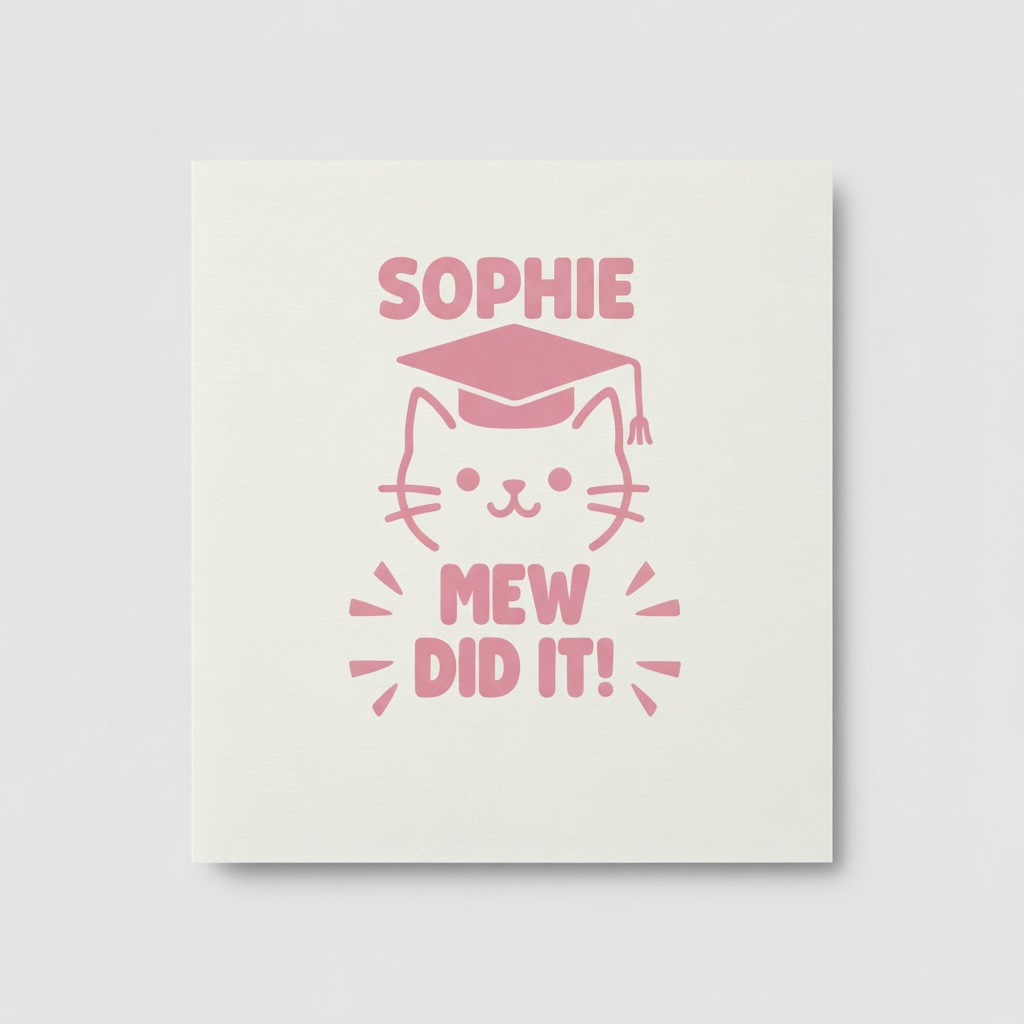 Personalised Cat Graduation Card – Blue or Pink