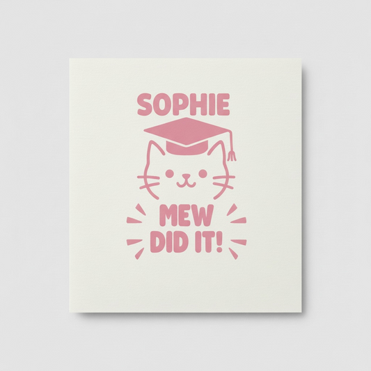 Personalised Cat Graduation Card – Blue or Pink