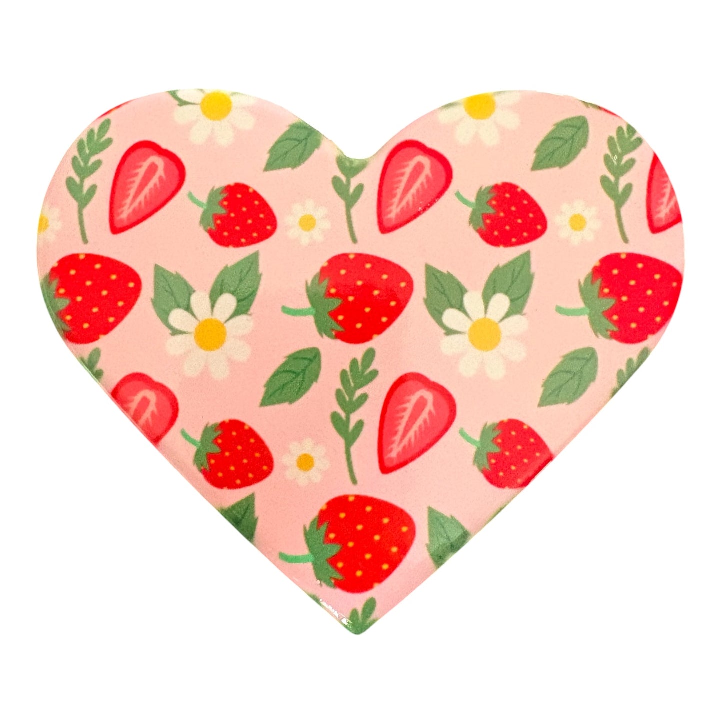 Heart Shaped Strawberry Ceramic Coaster