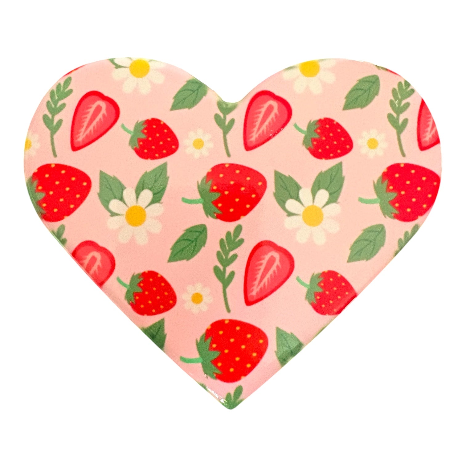 Heart Shaped Strawberry Ceramic Coaster