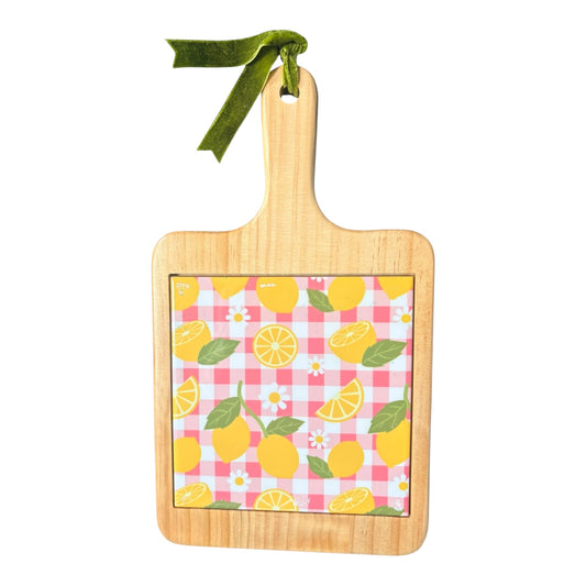 Lemon Design Beech Wood Cheeseboard with Removable Ceramic Tile