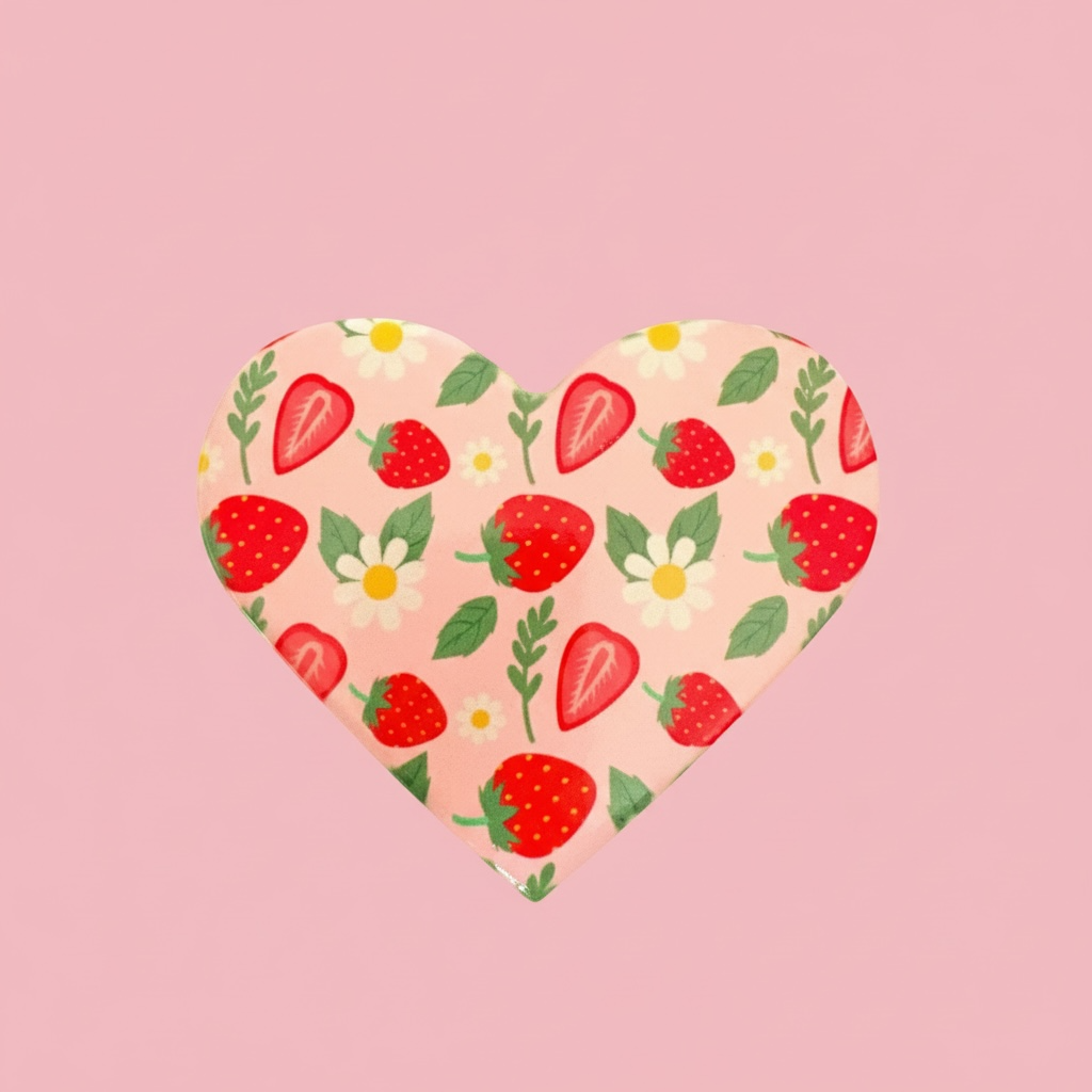 Heart Shaped Strawberry Ceramic Coaster