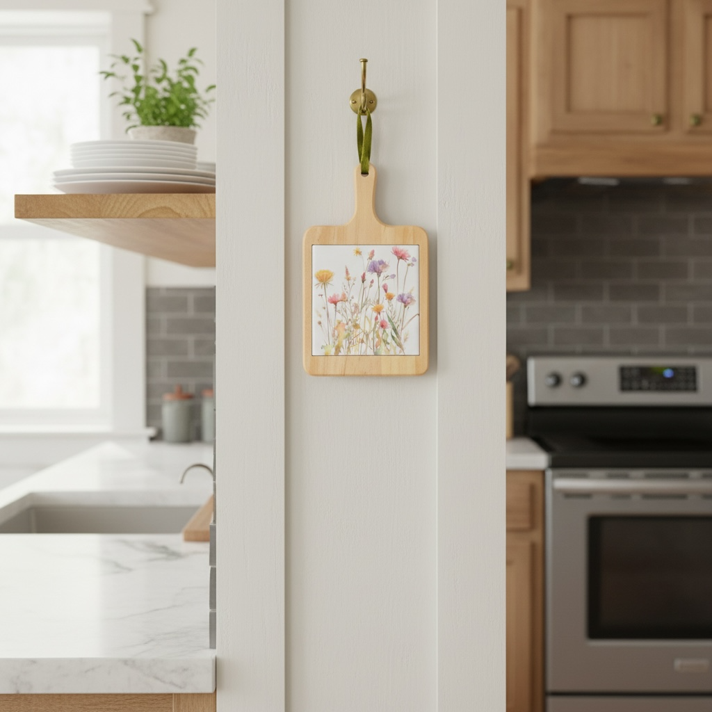 Lemon Design Beech Wood Cheeseboard with Removable Ceramic Tile