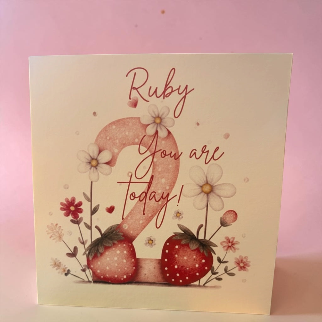 Personalised Strawberry Number Birthday Card | Ages 1–9