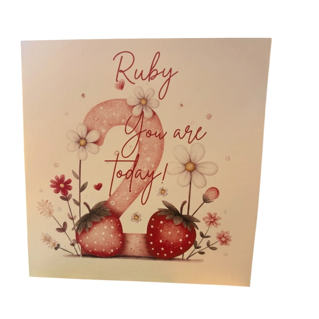 Personalised Strawberry Number Birthday Card | Ages 1–9