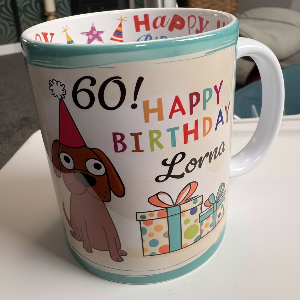Personalised Happy Birthday Mug | 11oz Ceramic | Custom Message Inside & Out