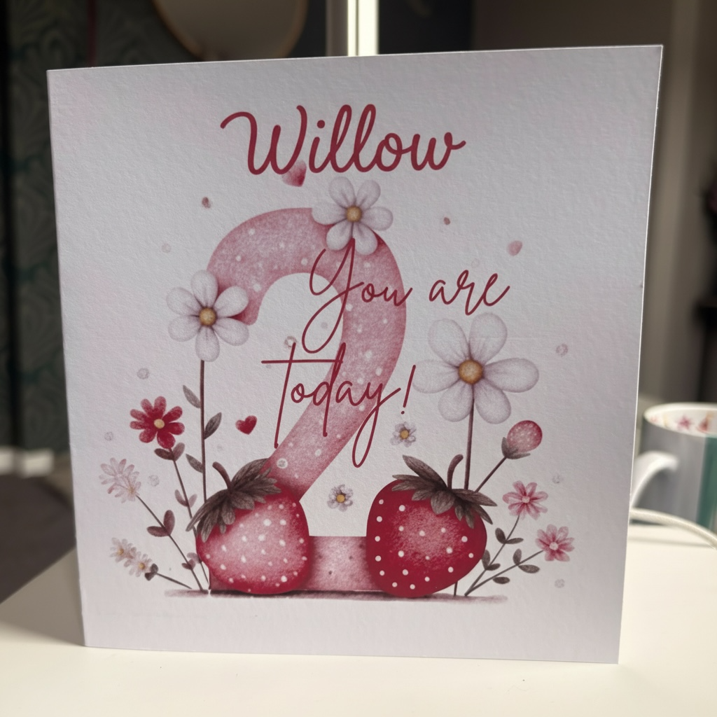 Personalised Strawberry Number Birthday Card | Ages 1–9