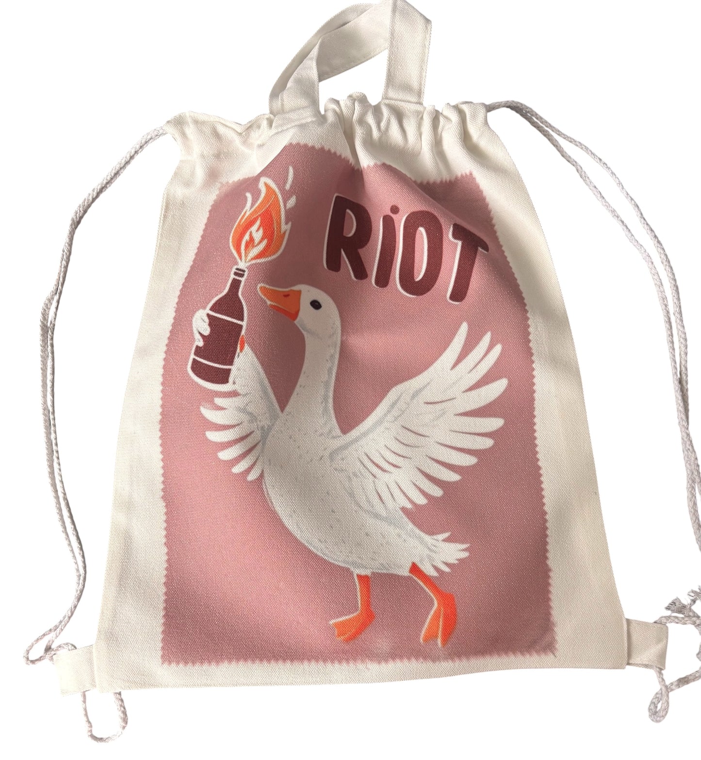 Goose Riot Canvas Drawstring Backpack – Funny Goose Tote Bag