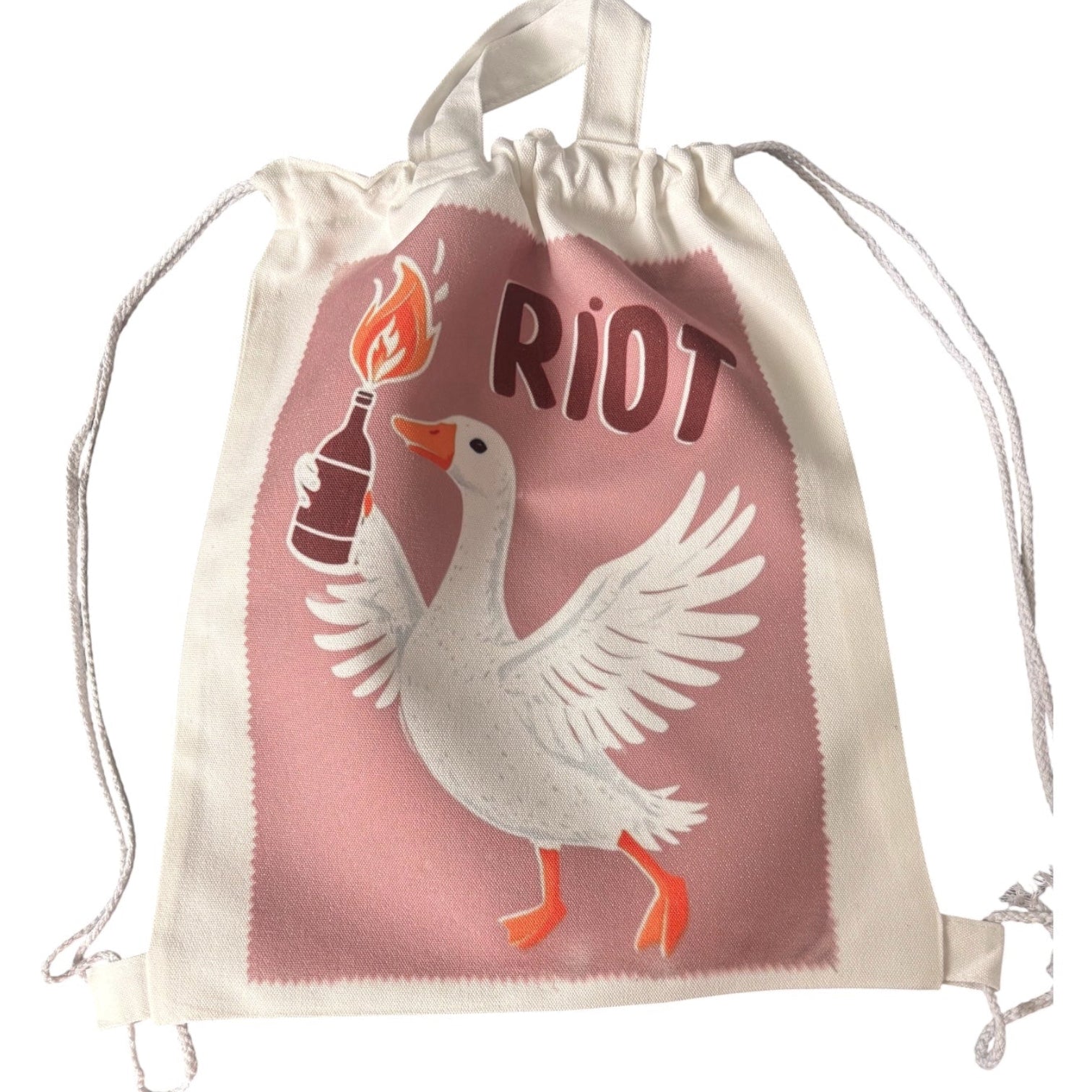 Goose Riot Canvas Drawstring Backpack – Funny Goose Tote Bag