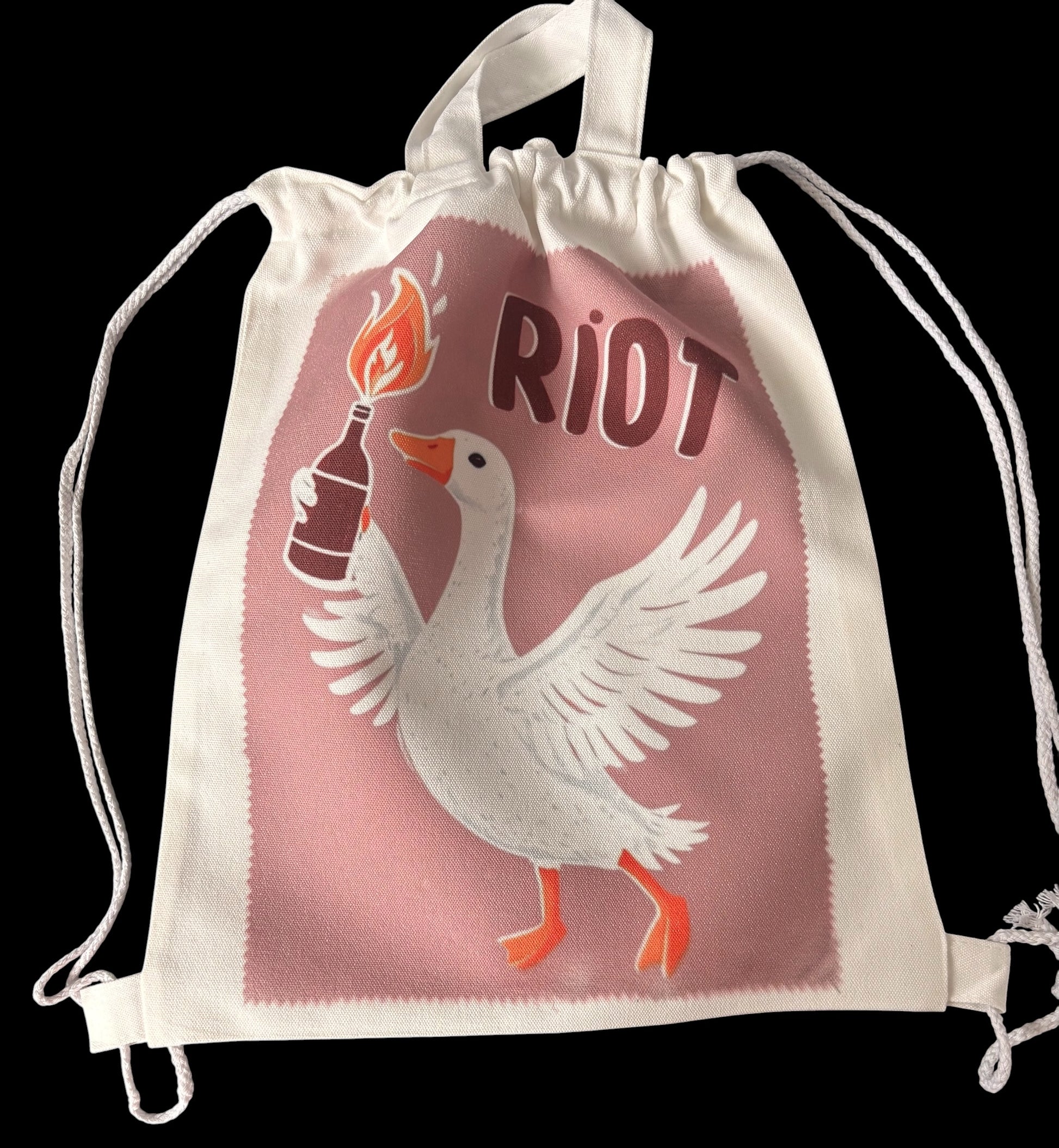 Goose Riot Canvas Drawstring Backpack – Funny Goose Tote Bag