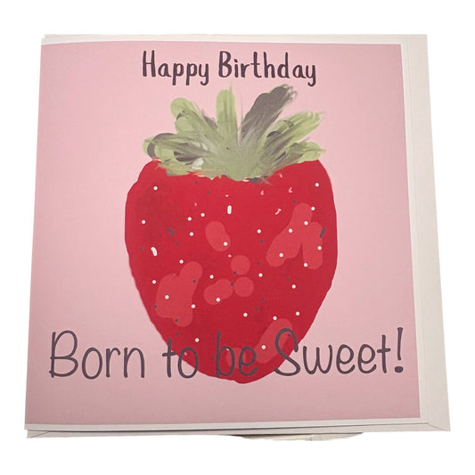 Handmade Strawberry Birthday Card – Born to Be Cute