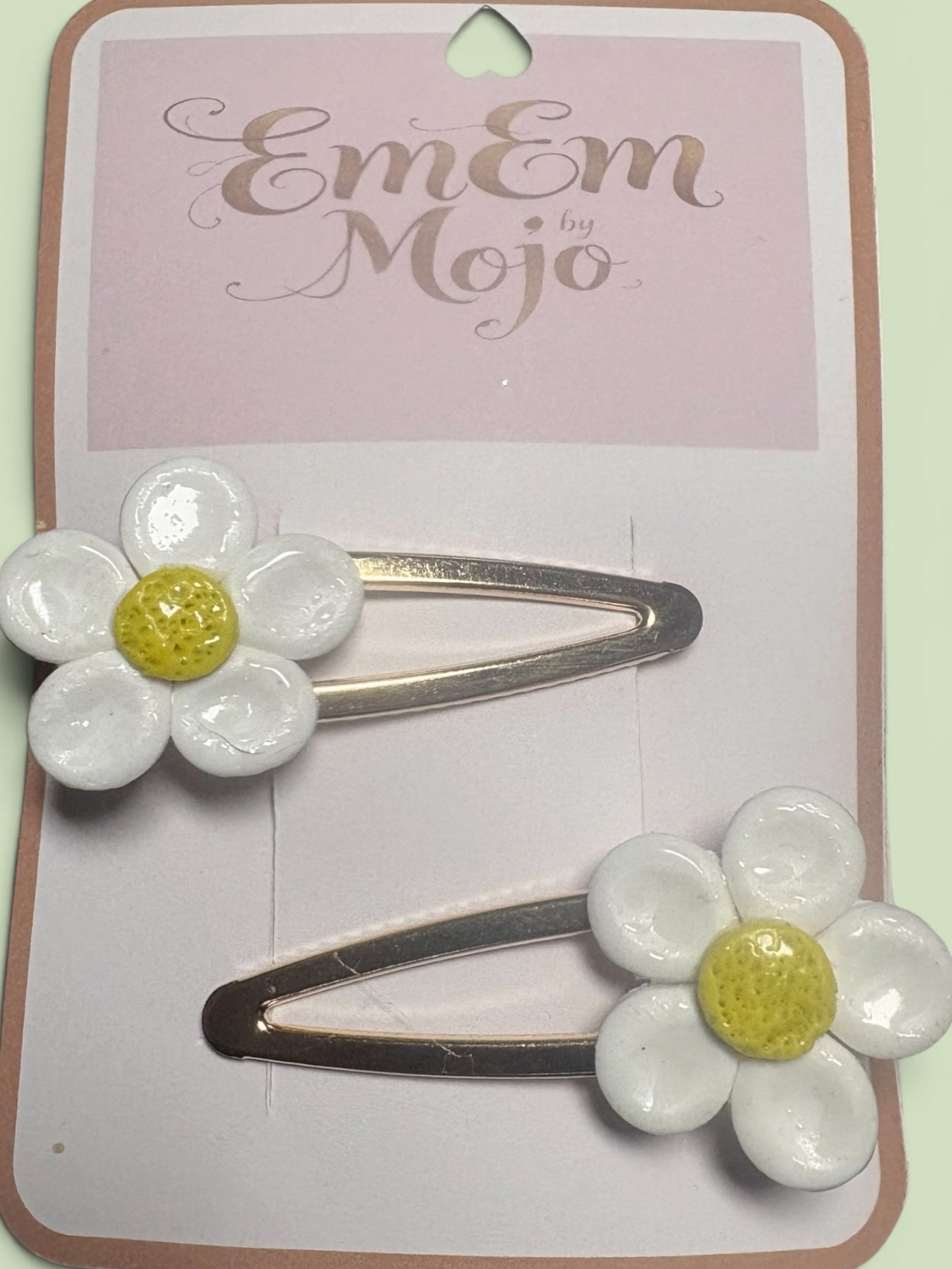 Handmade Clay Daisy Hair Clips – Gold Set of 2