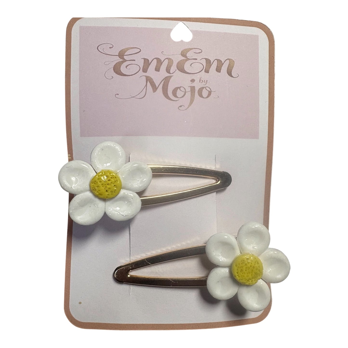 Handmade Clay Daisy Hair Clips – Gold Set of 2