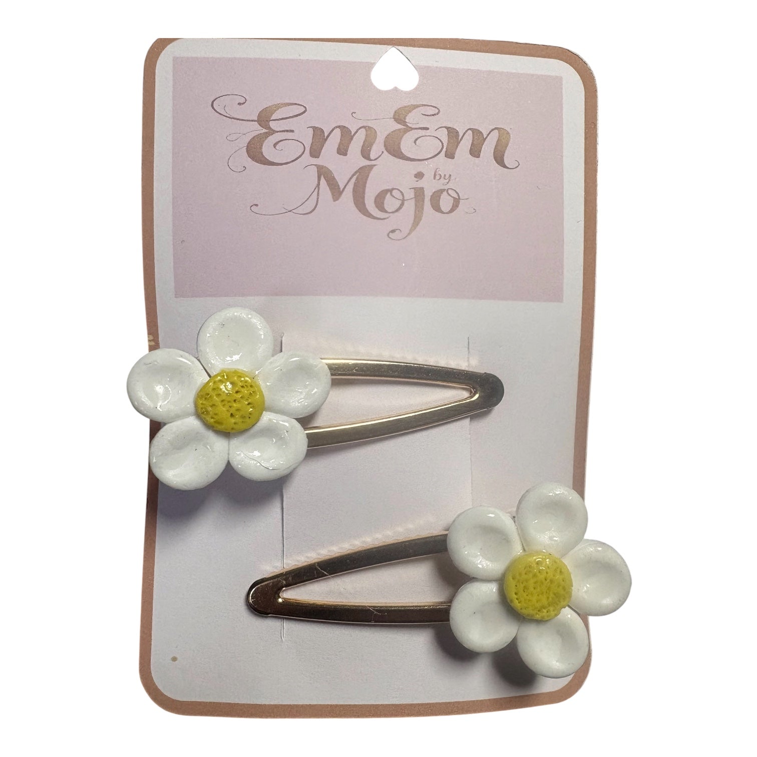 Handmade Clay Daisy Hair Clips – Gold Set of 2