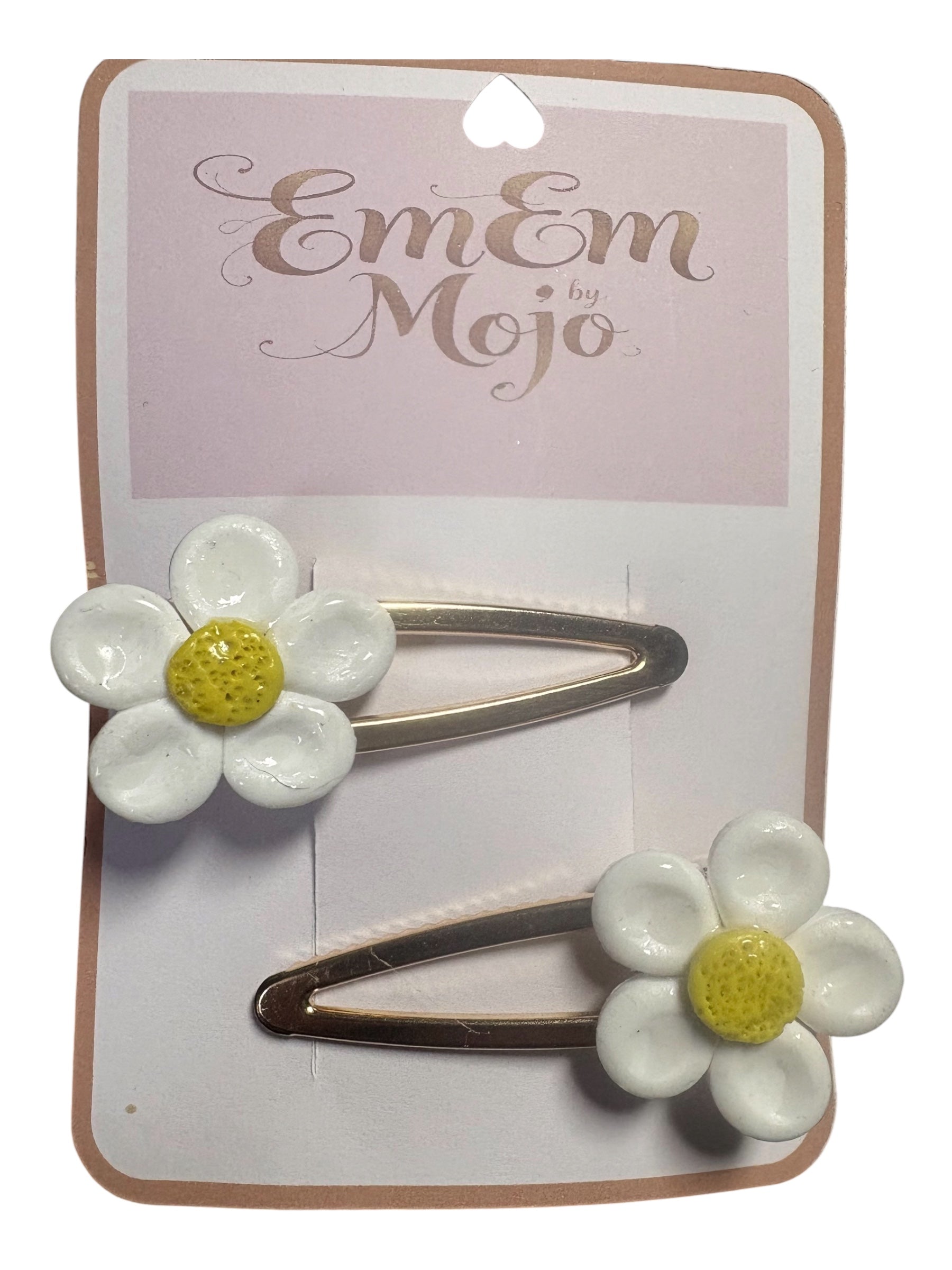 Handmade Clay Daisy Hair Clips – Gold Set of 2
