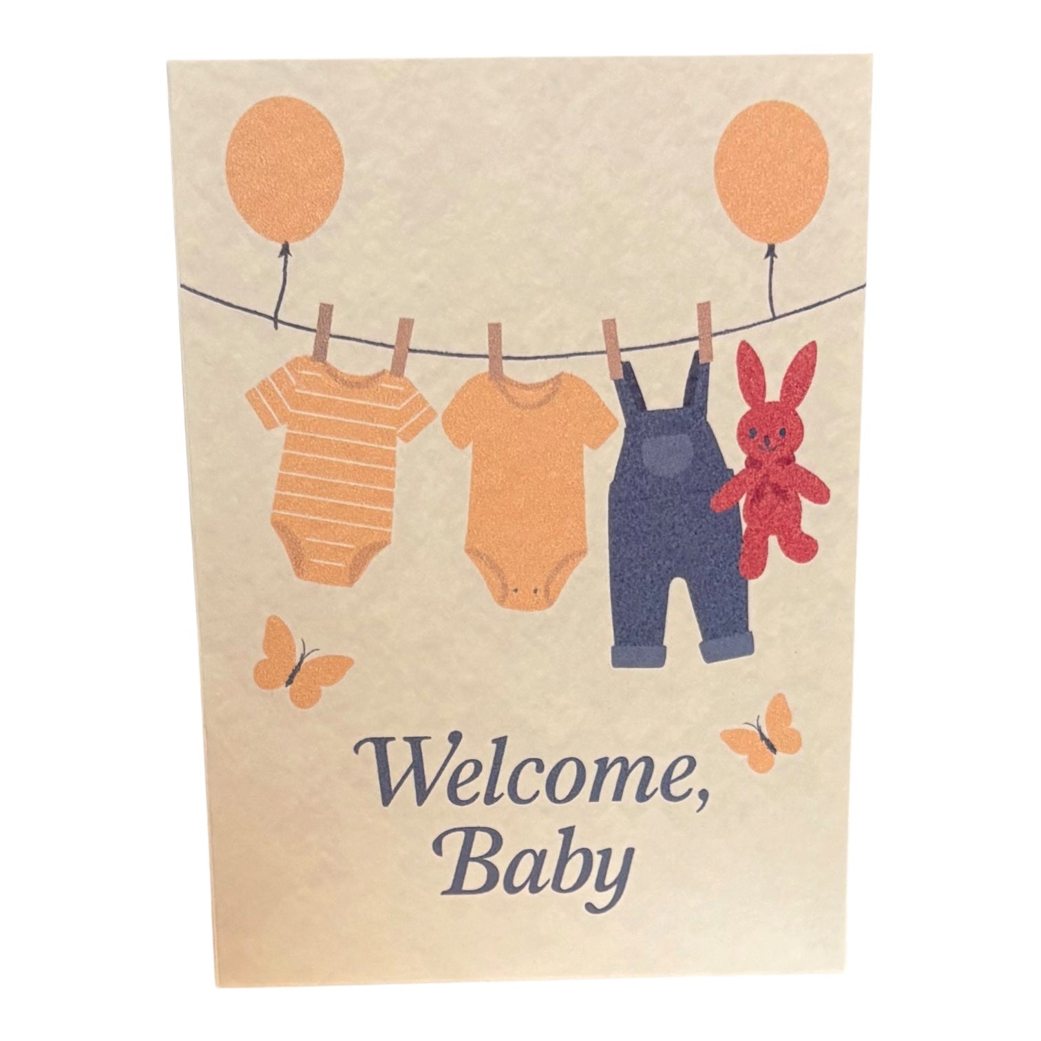 Welcome Baby – A5 New Baby Card | Ivory Hammered Card