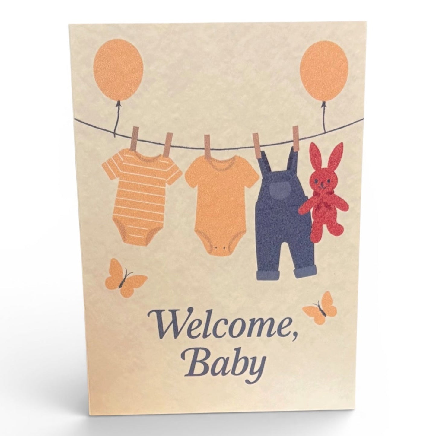 Welcome Baby – A5 New Baby Card | Ivory Hammered Card