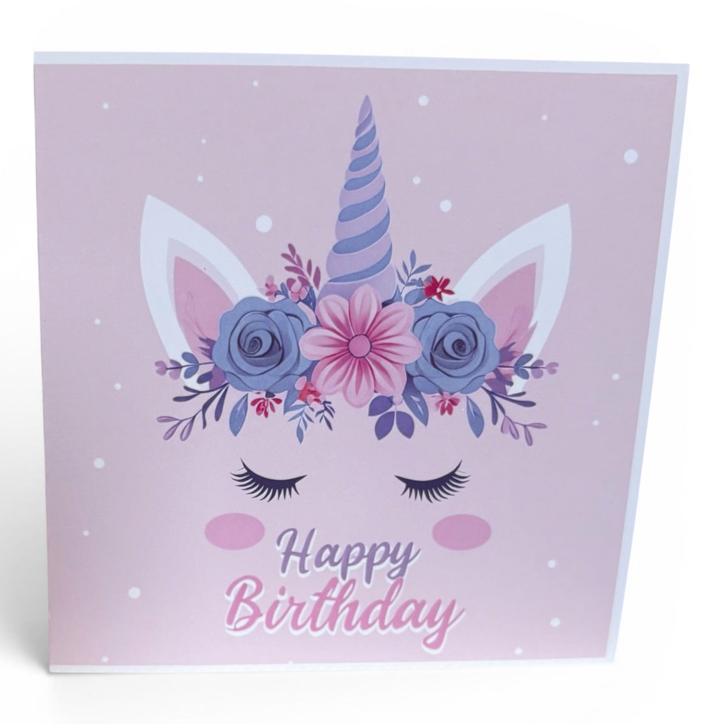 Personalised Pink Unicorn Birthday Card – 6x6 Square Greeting Card