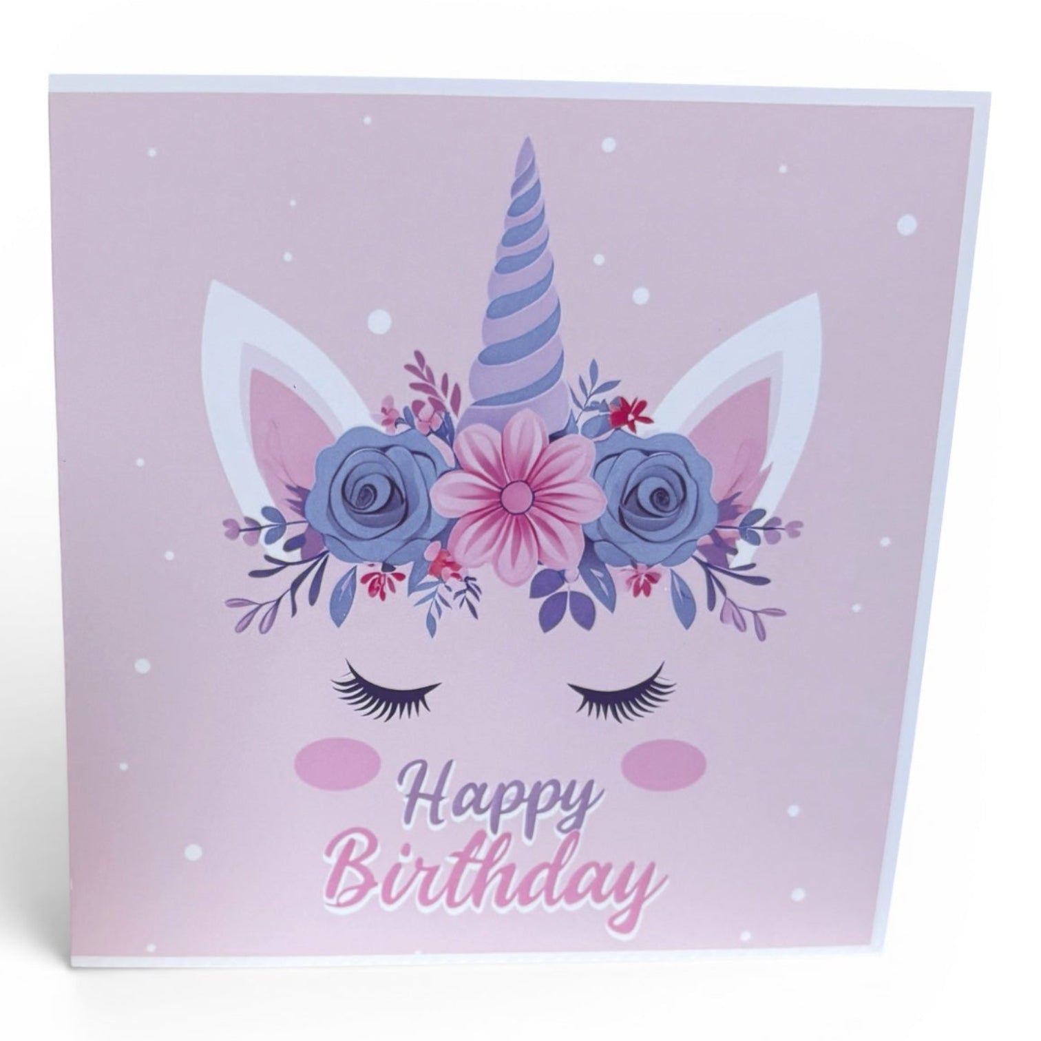 Personalised Pink Unicorn Birthday Card – 6x6 Square Greeting Card