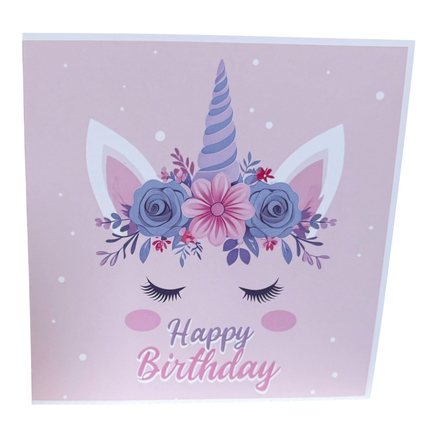 Personalised Pink Unicorn Birthday Card – 6x6 Square Greeting Card