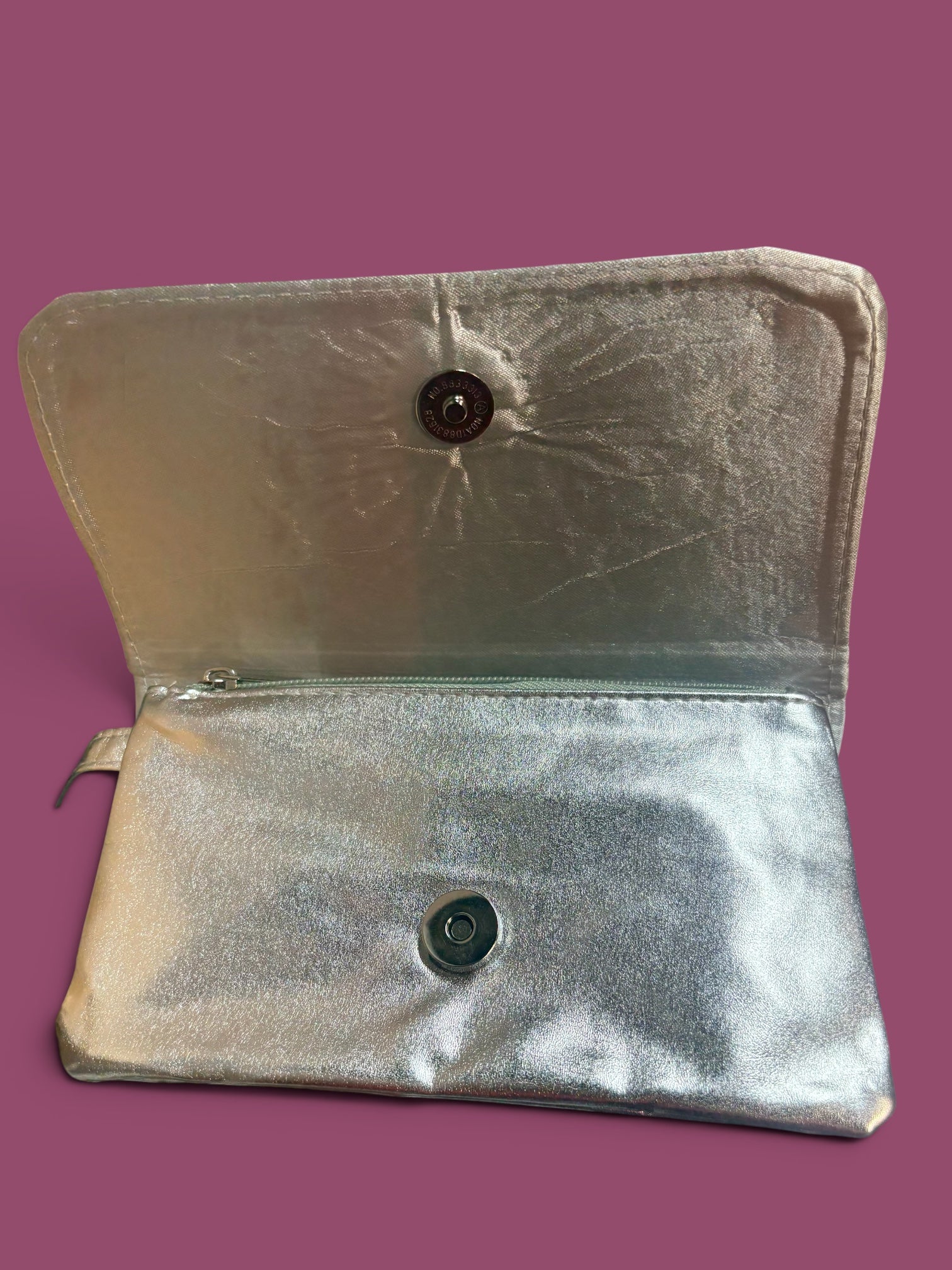 Hummingbird & Flower Silver Wristlet Pouch Bag