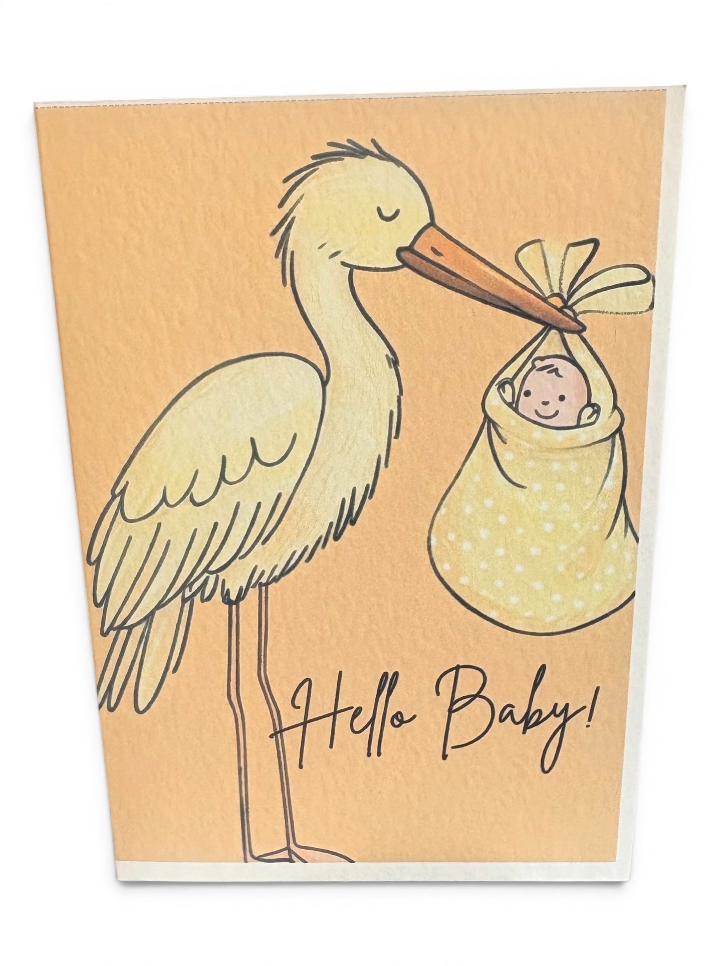 Hello Baby A5 Greeting Card – Stork & New Baby Design