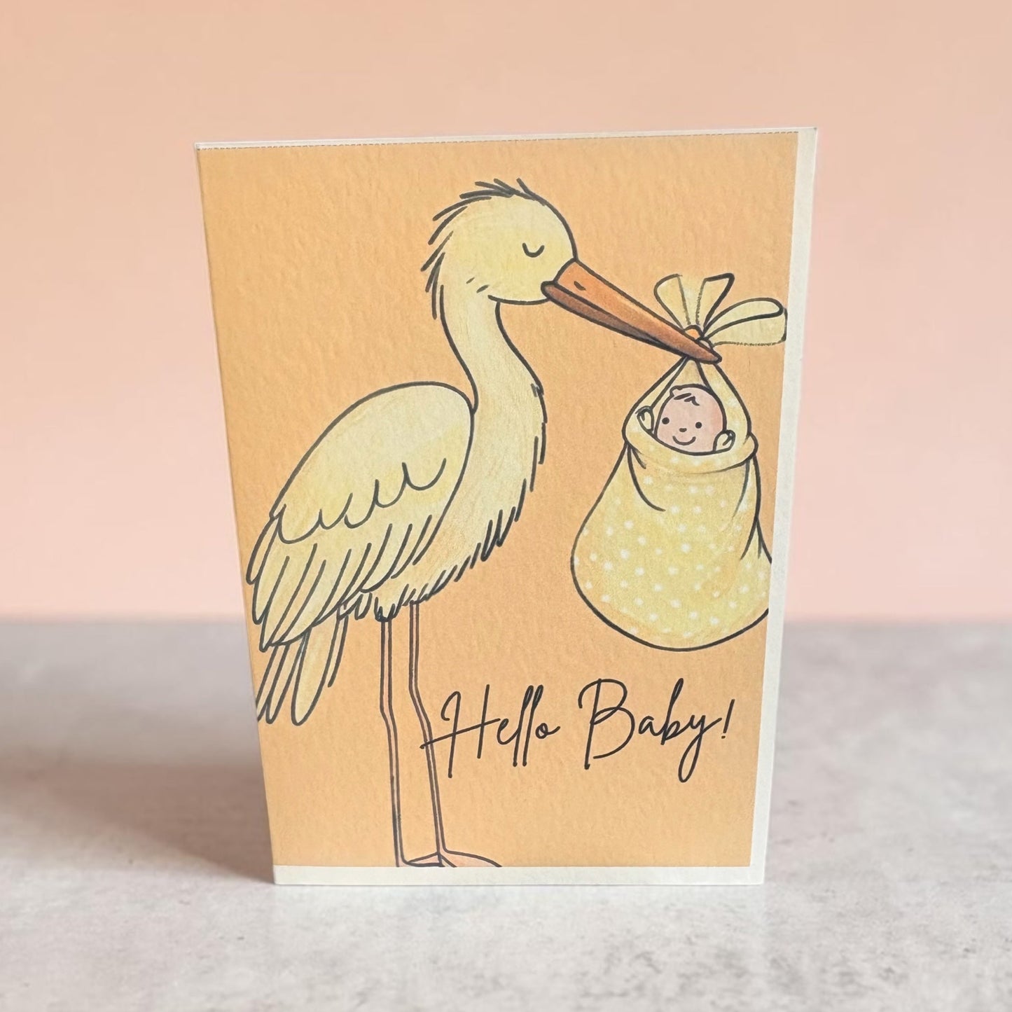 Hello Baby A5 Greeting Card – Stork & New Baby Design
