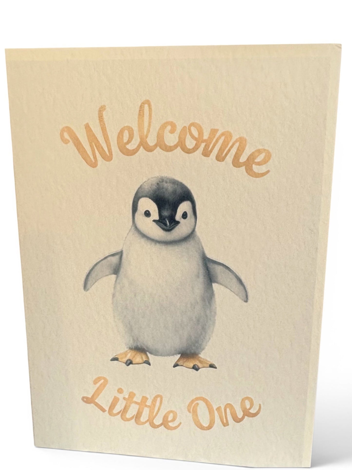 Welcome to the World A5 Greeting Card – Cute Penguin Design