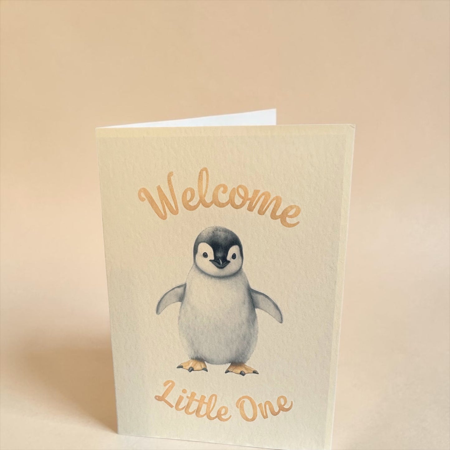 Welcome to the World A5 Greeting Card – Cute Penguin Design