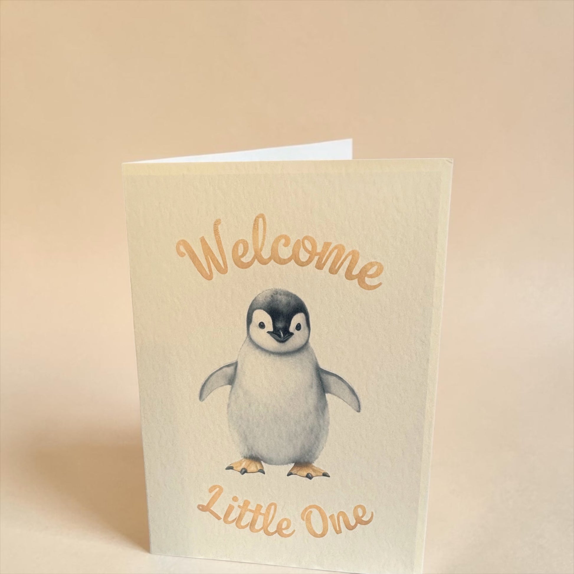 Welcome to the World A5 Greeting Card – Cute Penguin Design
