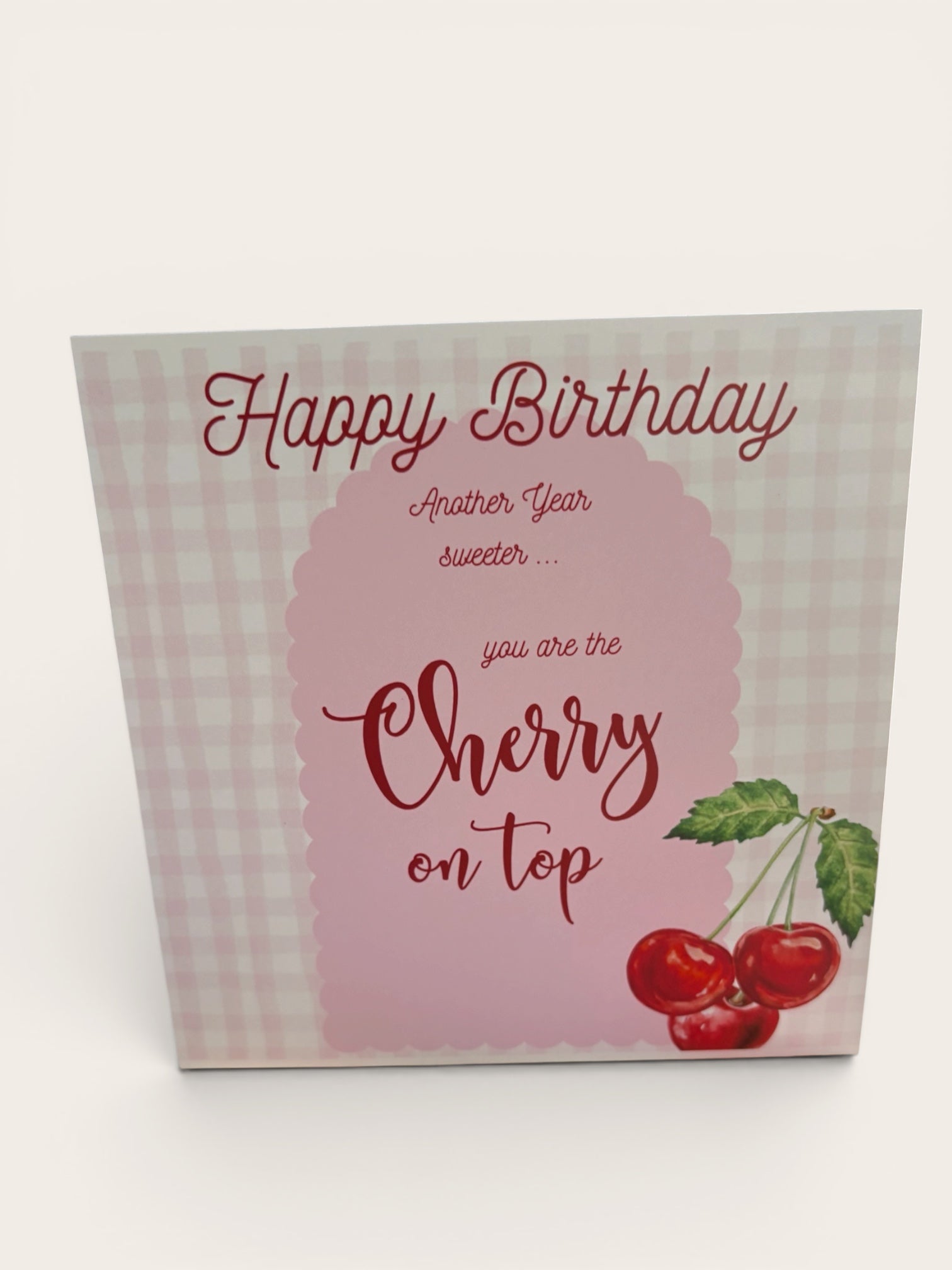 Vintage Cherry Birthday Card | 'Another Year Sweeter' | 6x6 Pink & Red