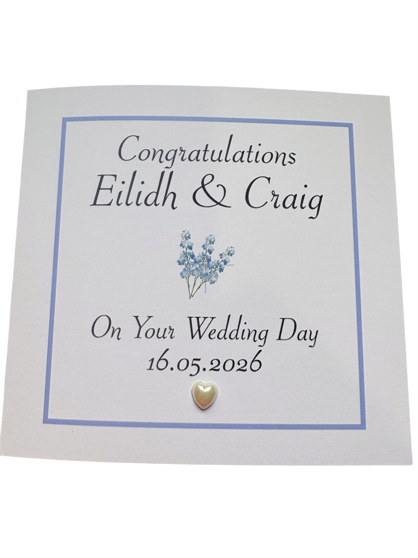 Personalised Handmade Wedding Card | Diamanté & Pearl Embellished | 6x6