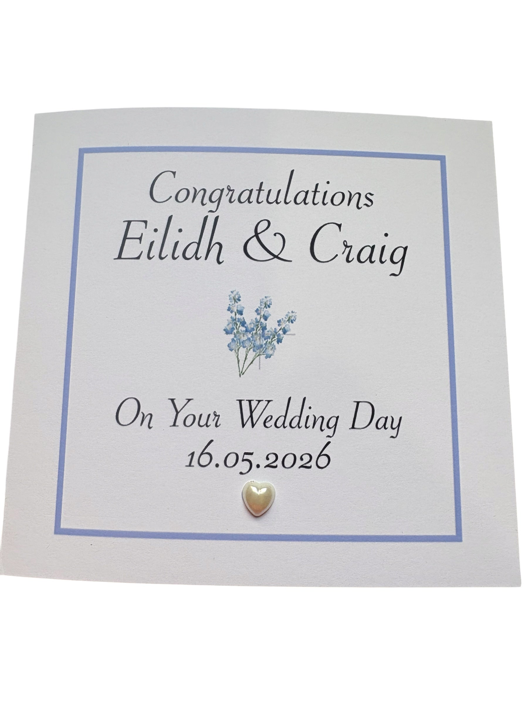 Personalised Handmade Wedding Card | Diamanté & Pearl Embellished | 6x6