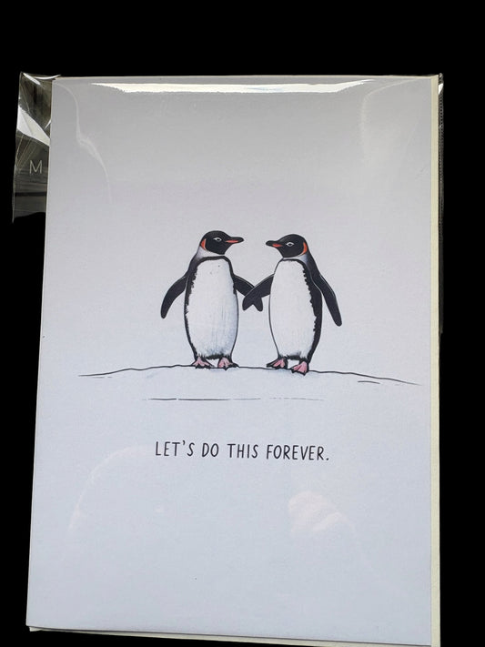 Penguin Anniversary Card | 'Let's Do This Forever' | A5 Blank Inside