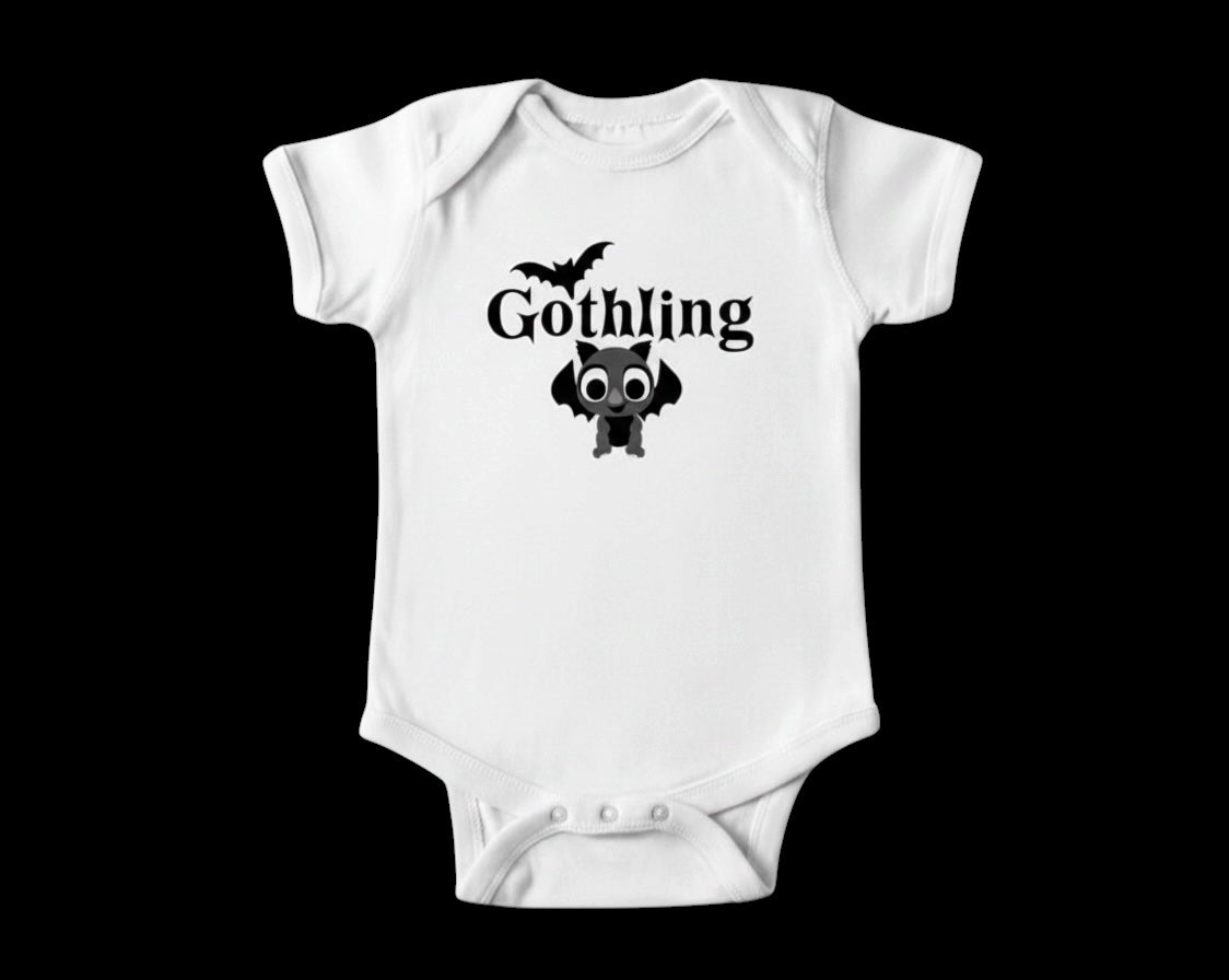 Gothling Baby Grow | Cute Bat Design | All UK Baby Sizes