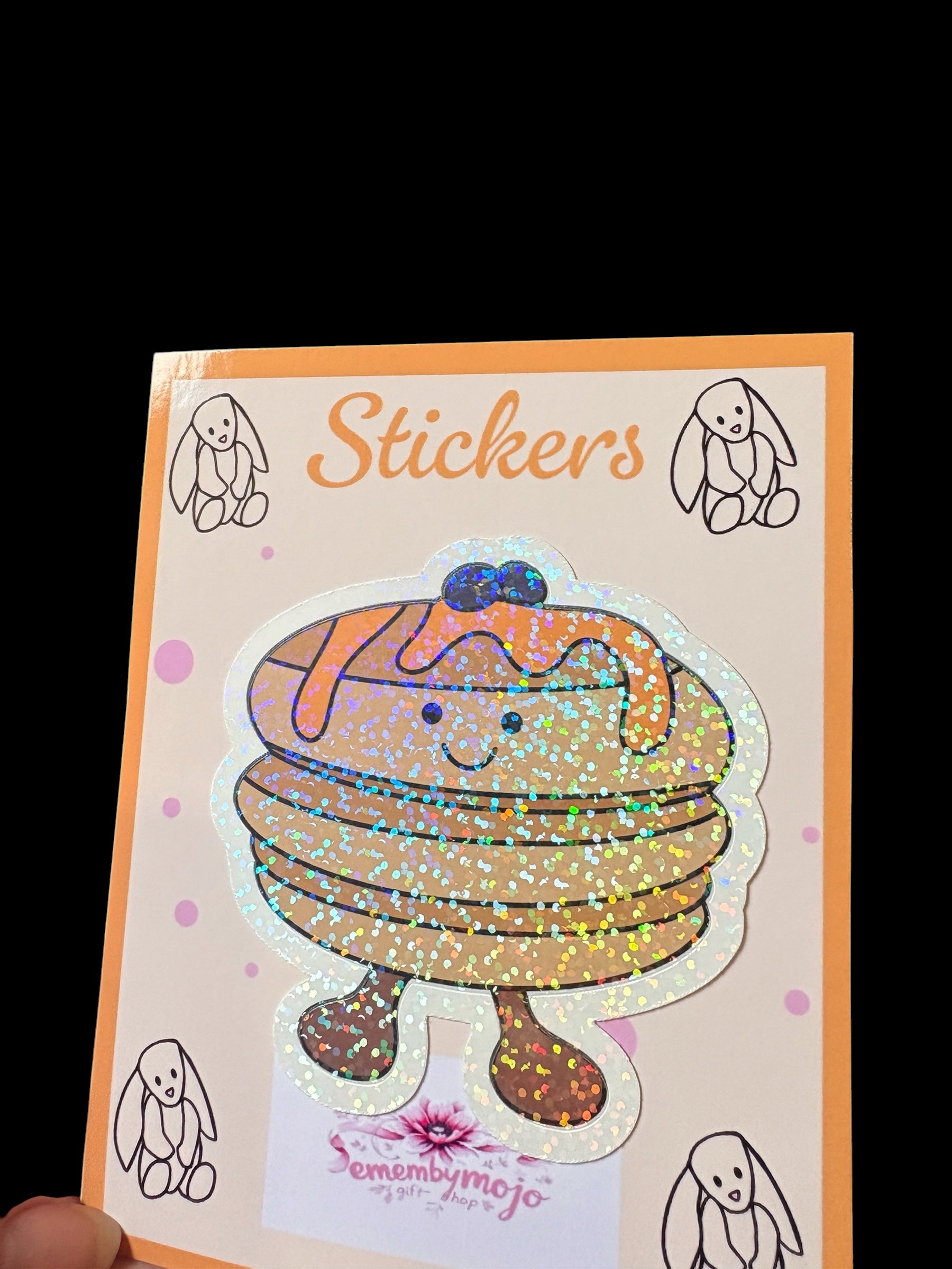 Fluffy Pancakes Glitter Sticker | Waterproof | Glossy or Glitter Laminated