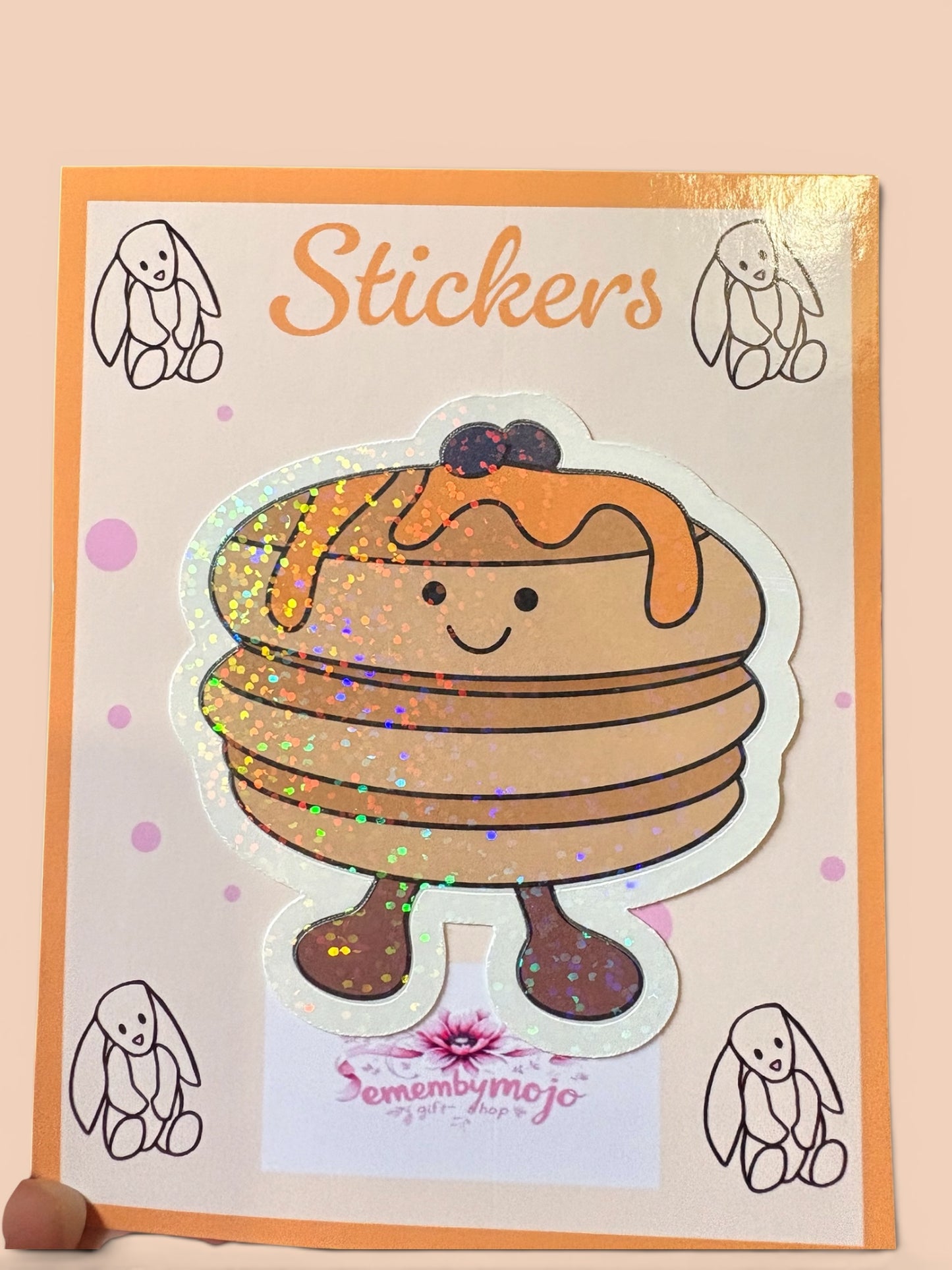 Fluffy Pancakes Glitter Sticker | Waterproof | Glossy or Glitter Laminated