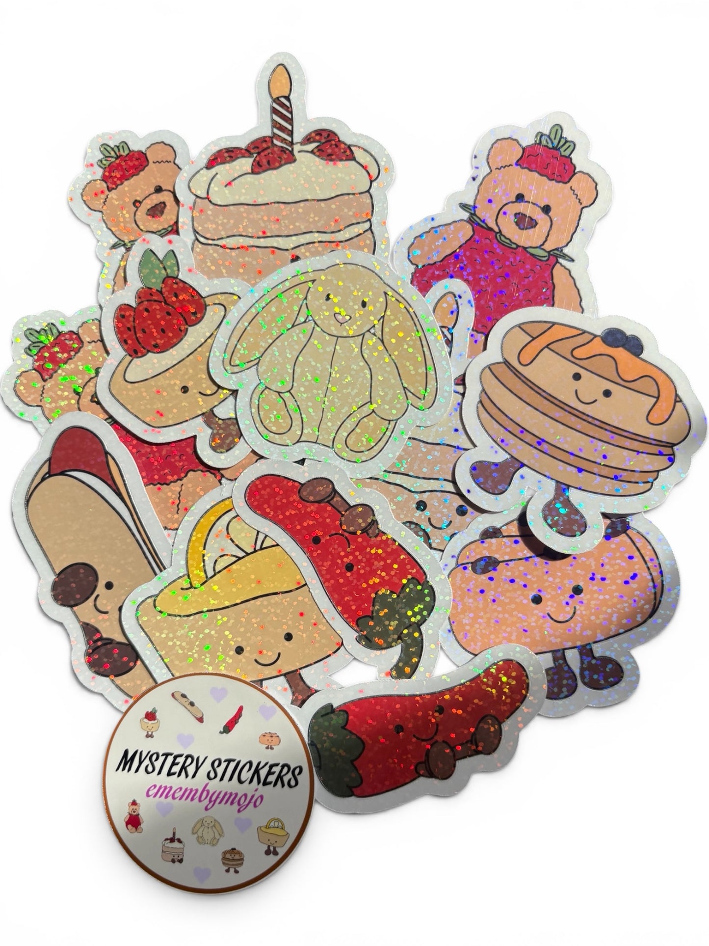 Mystery Plushie Sticker Bundle | Waterproof & Glitter Laminated | Choose Your Size