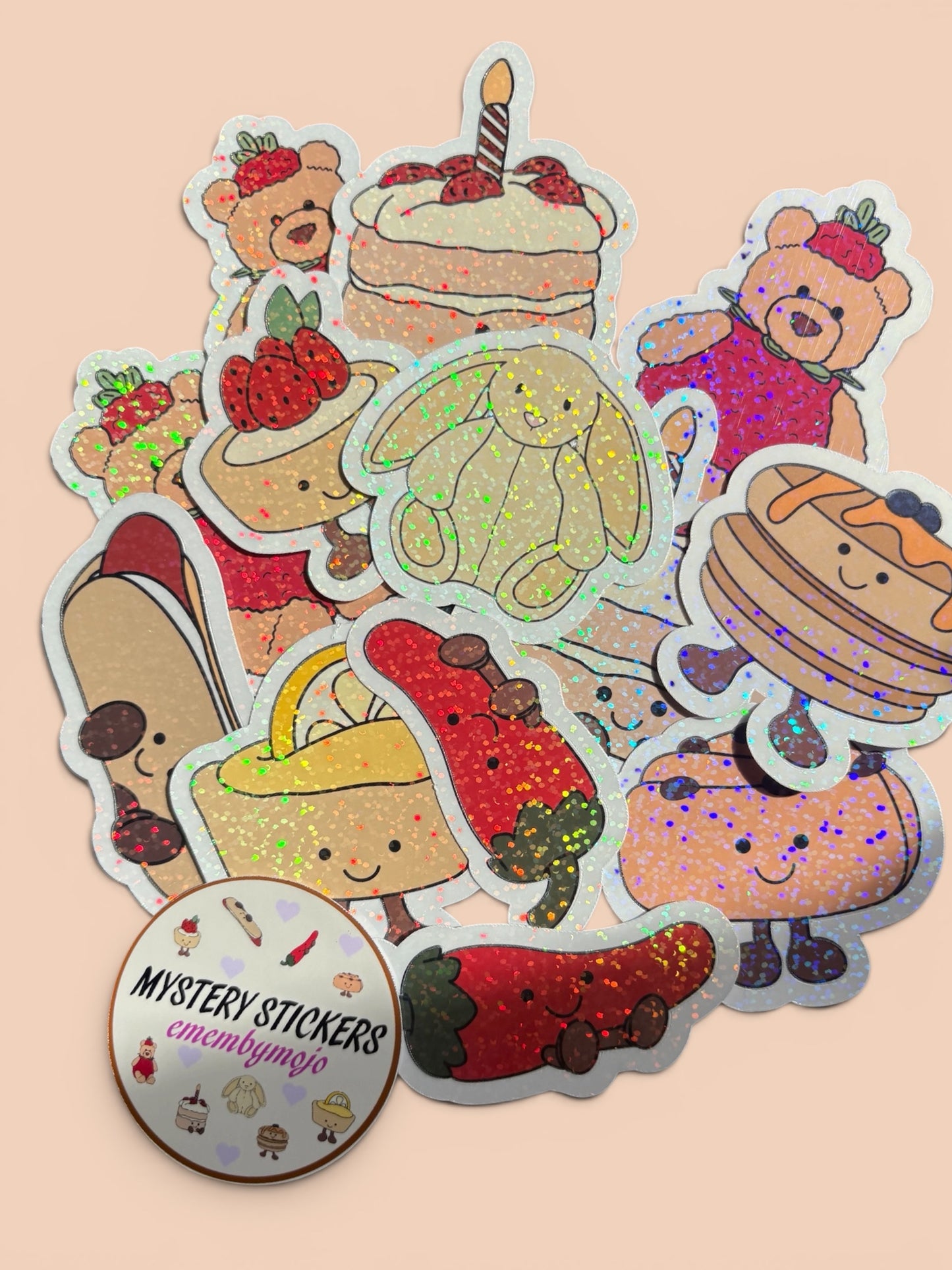 Mystery Plushie Sticker Bundle | Waterproof & Glitter Laminated | Choose Your Size