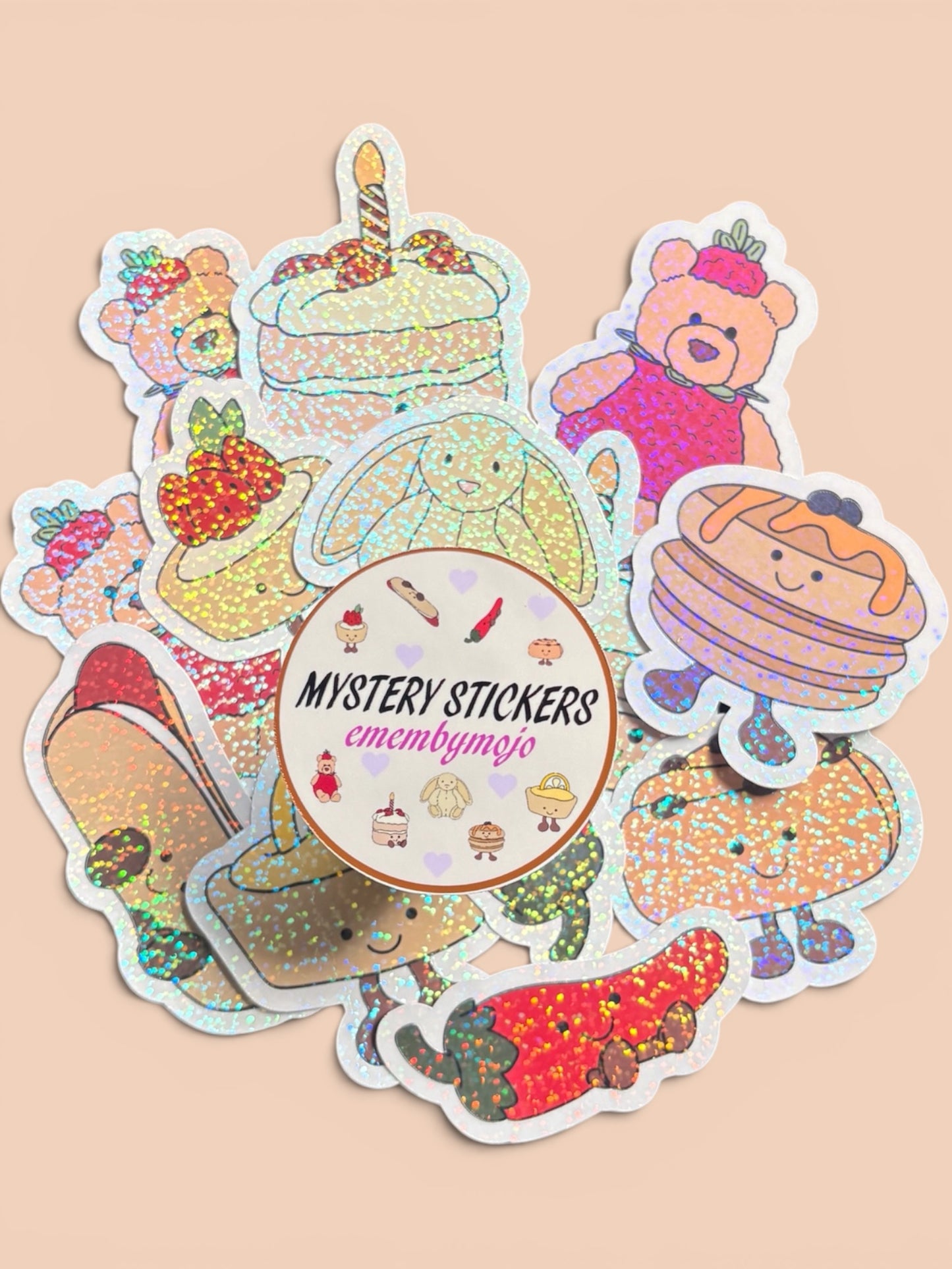 Mystery Plushie Sticker Bundle | Waterproof & Glitter Laminated | Choose Your Size