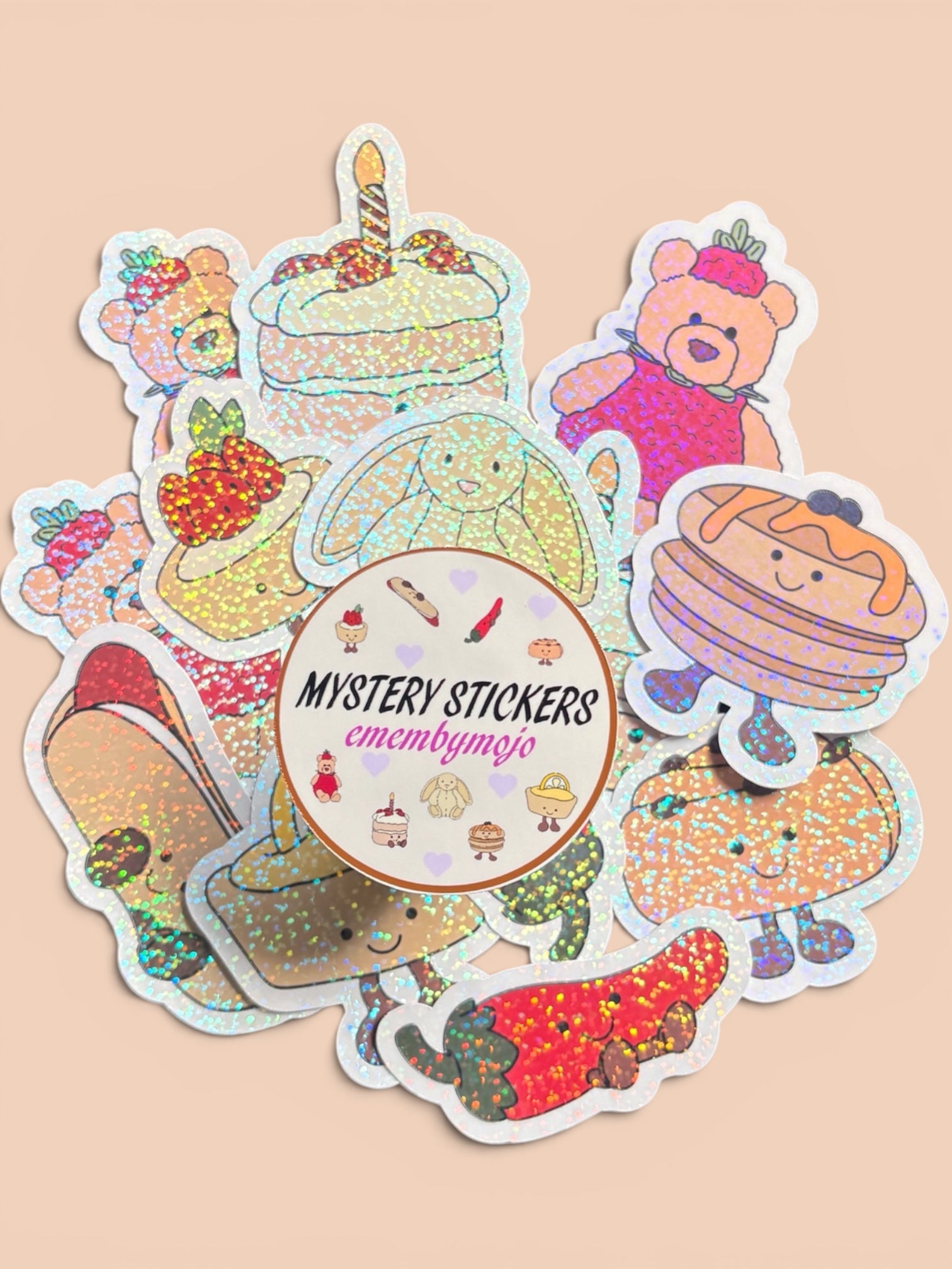 Mystery Plushie Sticker Bundle | Waterproof & Glitter Laminated | Choose Your Size
