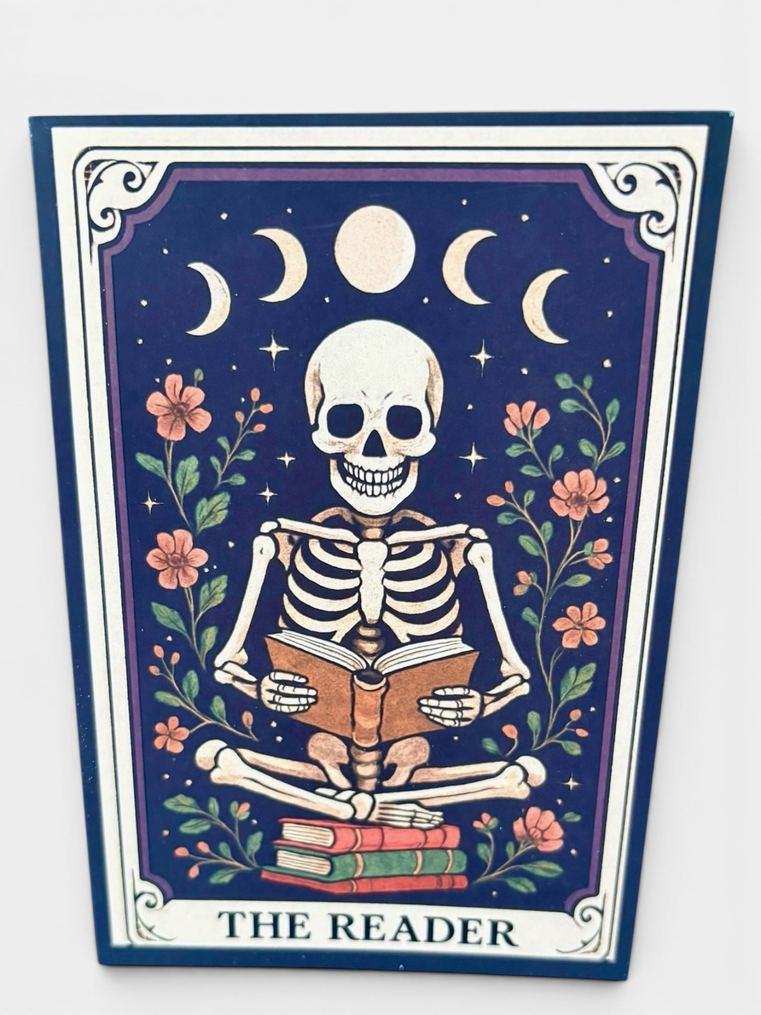The Reader A5 Gothic Greeting Card | Skeleton Tarot Design | Book Lover Gift