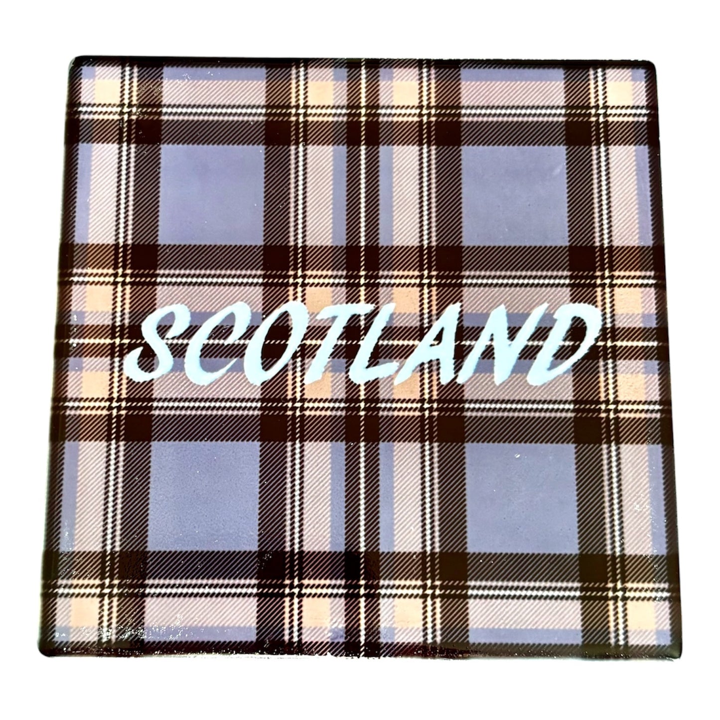 Scottish Tartan Ceramic Coaster – 10x10cm Scotland Souvenir Gift
