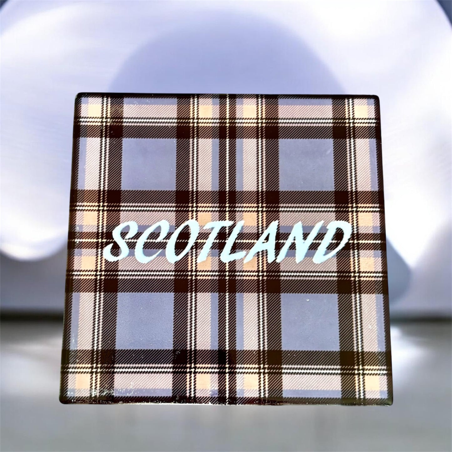 Scottish Tartan Ceramic Coaster – 10x10cm Scotland Souvenir Gift