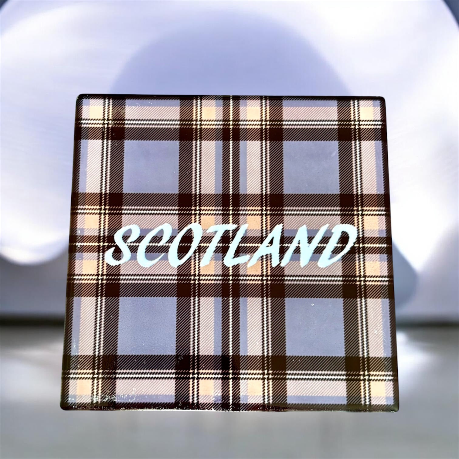 Scottish Tartan Ceramic Coaster – 10x10cm Scotland Souvenir Gift