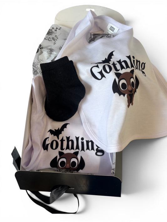 Baby Gothling Gift Set | Baby Grow, Bib & Socks | Gothic Baby Gift