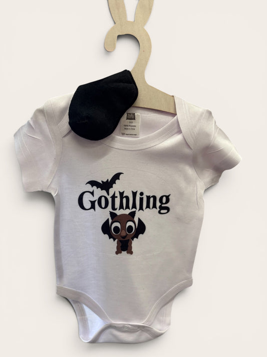 Baby Gothling Gift Set | Baby Grow, Bib & Socks | Gothic Baby Gift