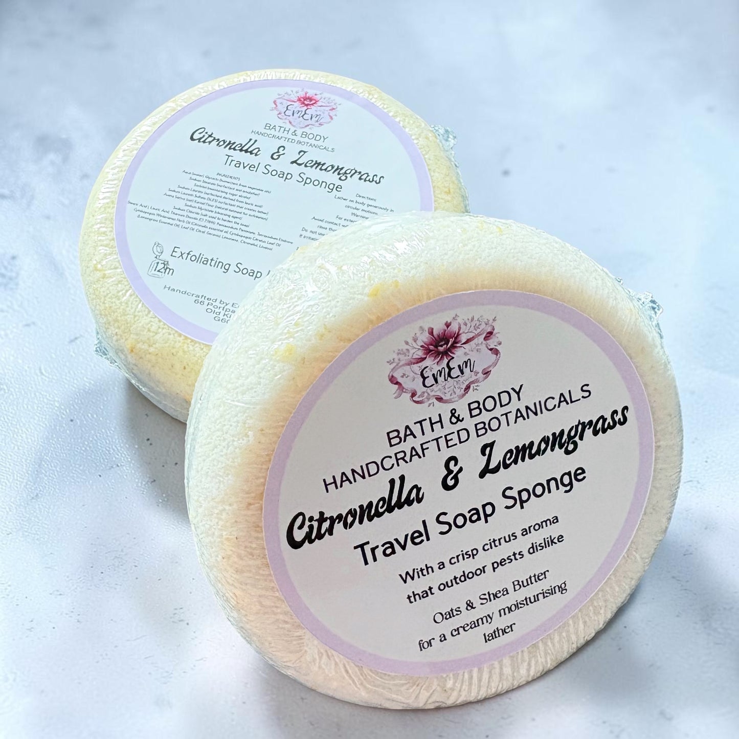 Citronella & Lemongrass Travel Soap Infused Sponge