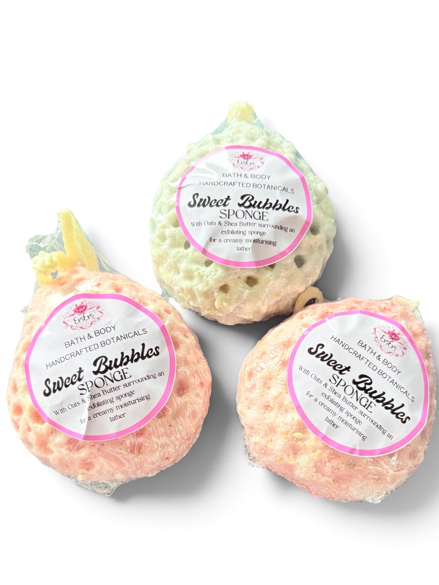 Sweet Bubbles – Handmade Shea Butter & Oat Soap Sponge | Marshmallow & Candy Floss