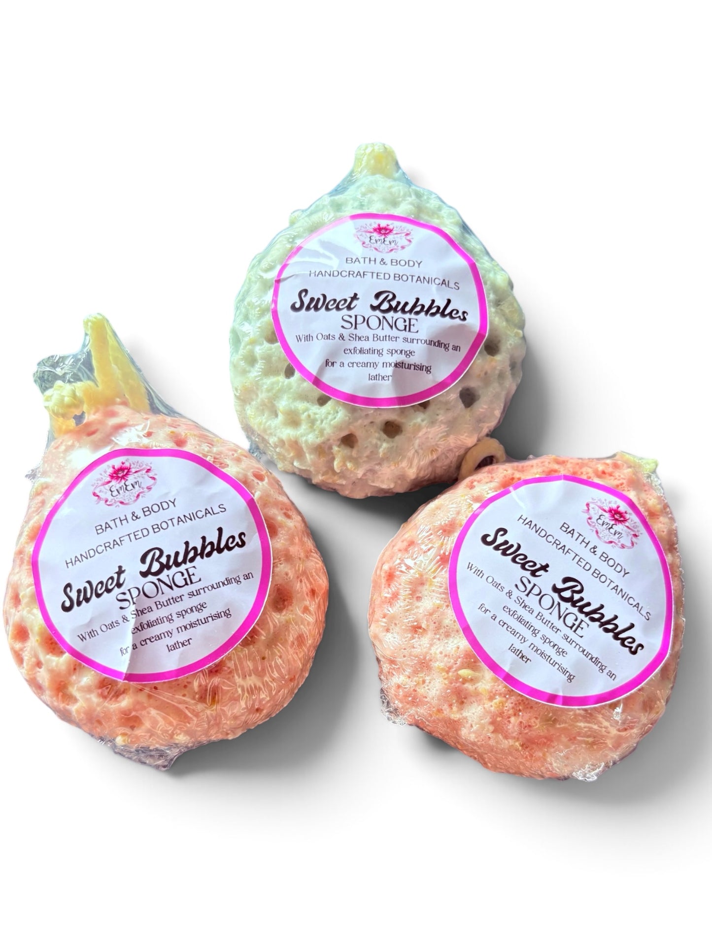 Sweet Bubbles – Handmade Shea Butter & Oat Soap Sponge | Marshmallow & Candy Floss